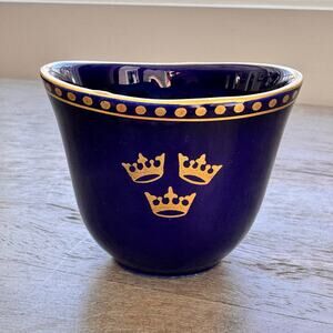 Cobalt Blue Gold Small Cup Vintage Rorstrand Swedish Ocean Liner Collectible